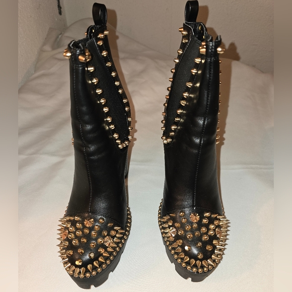 EGO Domino Gold Stud Black Platform Boots - Picture 11 of 16